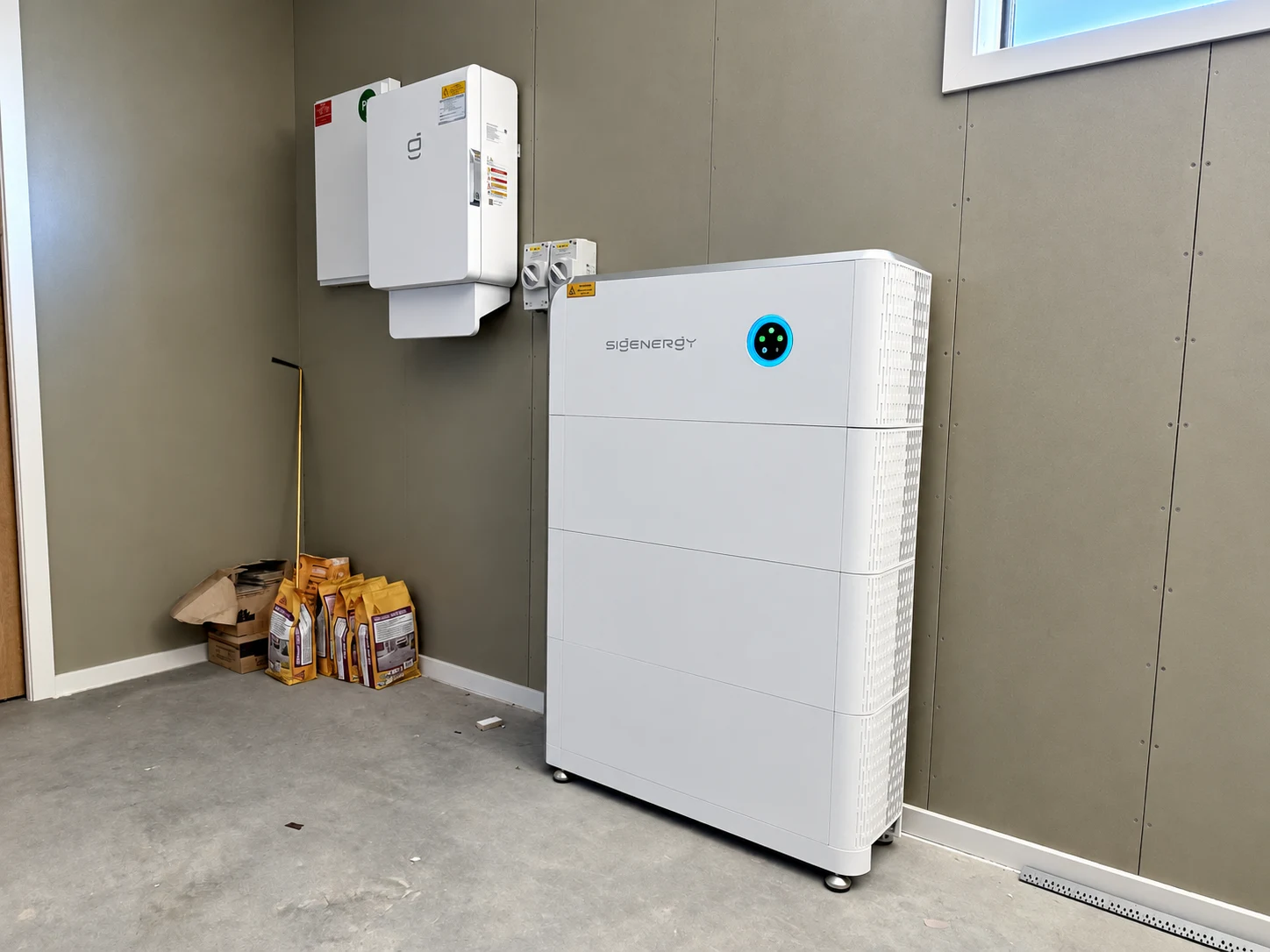 Home battery storage unit and wall-mounted electrical equipment