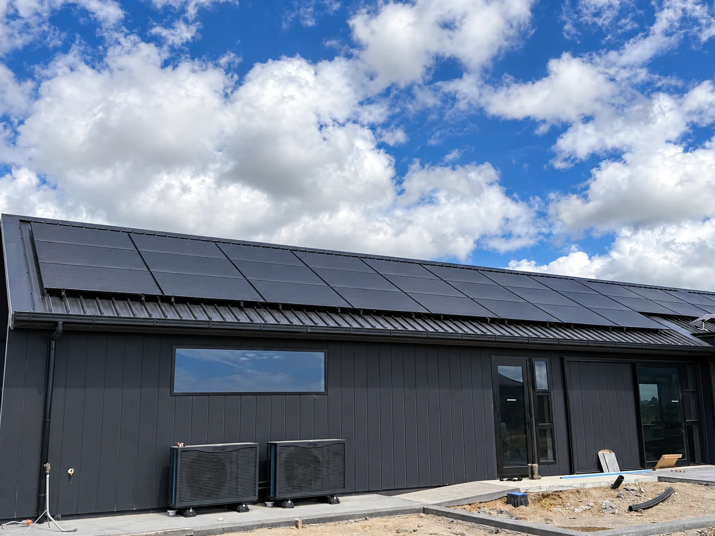 Rooftop solar panels on a new home